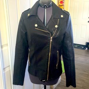 GUESS FAUX LEATHER MOTO JACKET